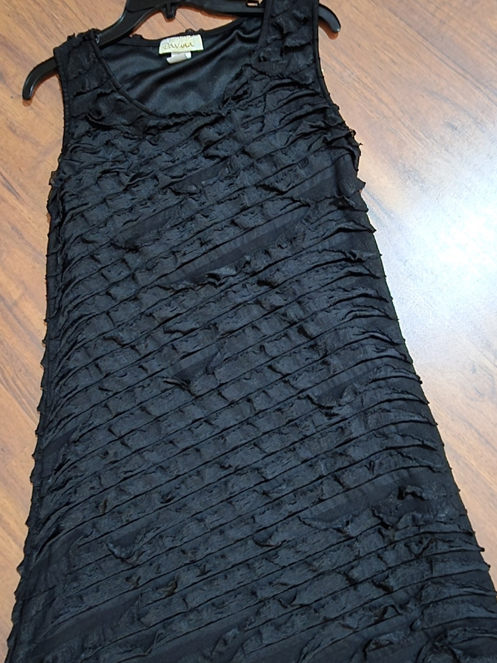 Davina Black Asymmetrical Ruffle Tank Dress